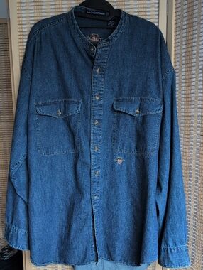 Gant Indigo Denim Band-Collar Vintage Shirt